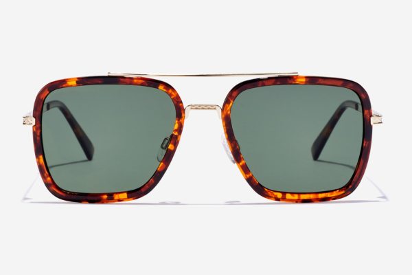 Unisex Χρυσά Ταρταρούγα Γυαλιά Ηλίου Hawkers - Ibiza Polarized Carey Green
